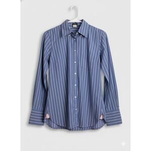 J. Crew Women’s Chambray And Pink Pinstripe Button Up Dress Shirt EUC Size XS